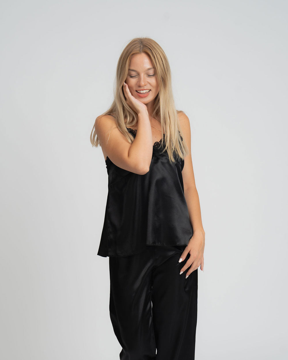 Set 5 pijamale din Satin, Negru