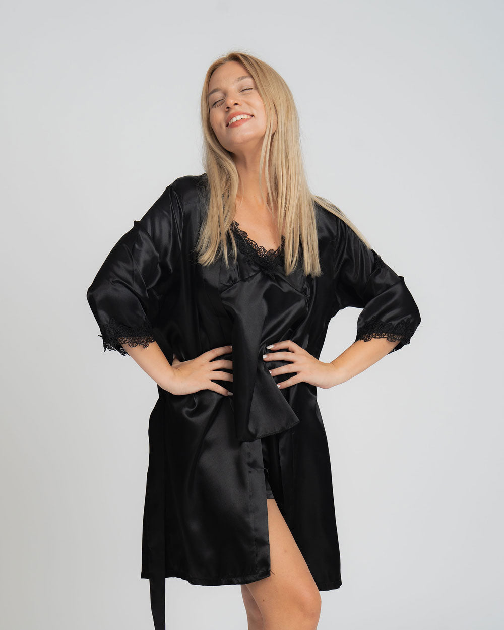 Set 5 pijamale din Satin, Negru